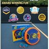 image:imageFun Bouncy Paddle amp Stringy Ball Toss amp Catch Game  Easy to Use for Kids All Ages  Soft Foam Design for Safe Play Indoors or Outdoors  Also Works as Flying Disc  Great Gift Idea for Boys amp GirlsOrange  Blue