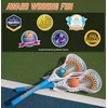 image:imageMini Toss Lacrosse Set  The Ultimate Game for the Pool or Beach amp Backyard  Comes with Water Skipping Ball Rubber Ball amp 2 Sticks with Premium Full Size Basket for Easier Catching and ThrowingBlueOrange 2Pack