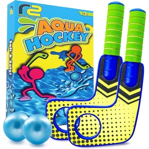 image:imageFun Mini Hockey Sticks Game  Play at the Pool amp Beach or in Home  For Kids amp Adults All Ages  Use The Floating Soft Paddles to Shoot the Water Skipping Balls  Comes With 2 Sticks amp 2 Balls
