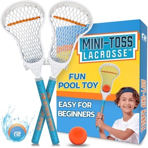 image:imageMini Toss Lacrosse Set  The Ultimate Game for the Pool or Beach amp Backyard  Comes with Water Skipping Ball Rubber Ball amp 2 Sticks with Premium Full Size Basket for Easier Catching and ThrowingBlueOrange 2Pack